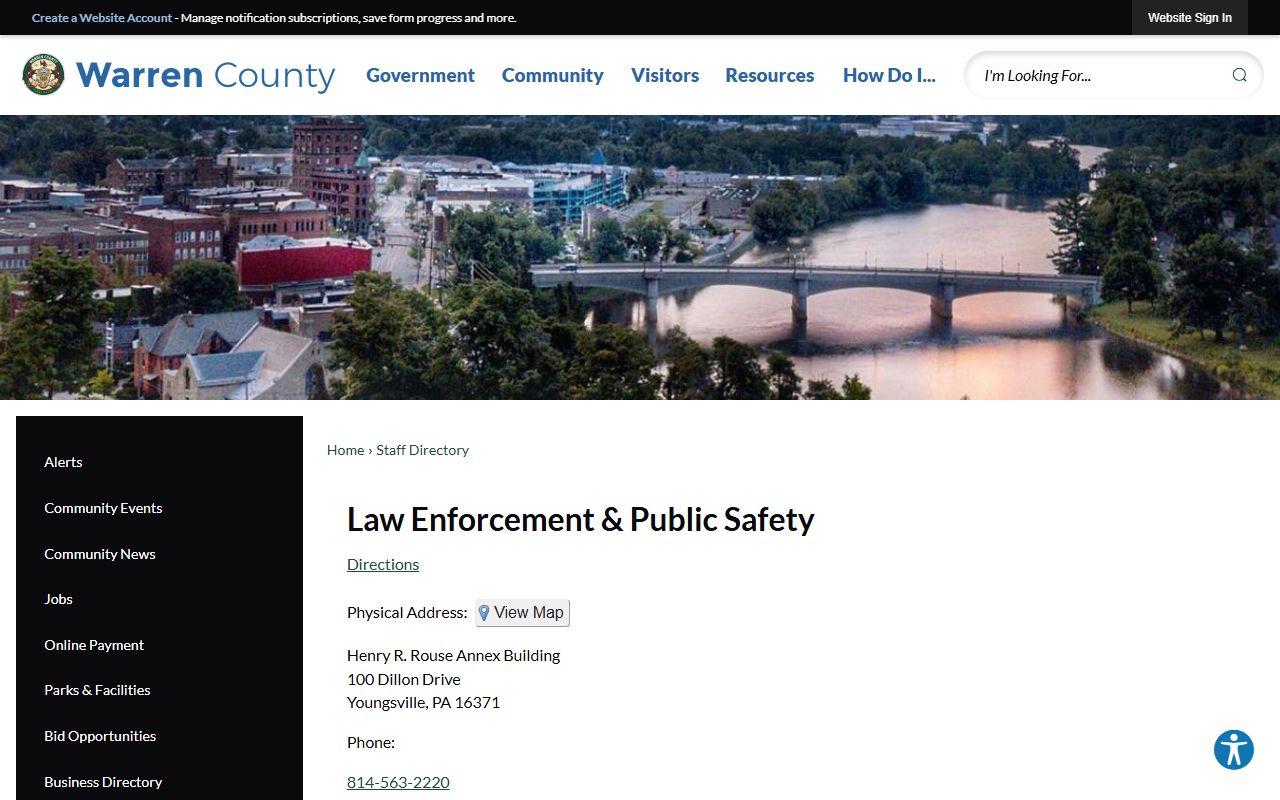 Warren County Prison directory contact details for Forest County custody lookup